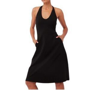 Pact black organic cotton halter fit and flare dress size Large